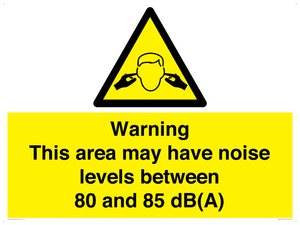 Warning Noise Levels in this area between 80 and 85 dB